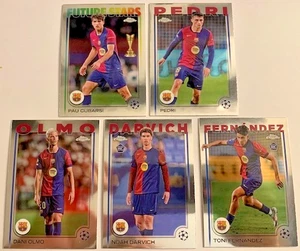 5 different FC BARCELONA Stars 2024-25 Topps Chrome UEFA Club Competitions 2 RCs - Picture 1 of 3