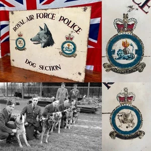 1940-50’s RAF Police, Dog Section Large Hand Painted Metal Wall Sign RAF Barnham - Picture 1 of 8
