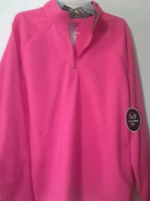 NEW W/ TAGS WOMEN'S REALTREE PINK W/ CAMO COLLAR ZIPPER SHIRT SIZE XL 16-18 - Image 1 of 3
