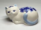 Delft Cat Holland Figurine Blue & White Delftware Hand Painted Windmill Kitten