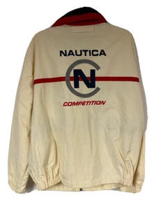 Vintage Nautica Competition White Red Blue Light Coat Jacket Men’s Size Large L - Picture 1 of 5