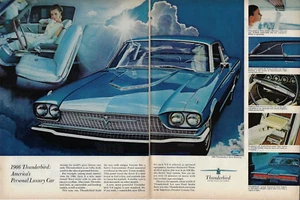 1966 Ford Thunderbird Personal Luxury Car Blue Clouds 8-track Vintage Print Ad - Picture 1 of 4