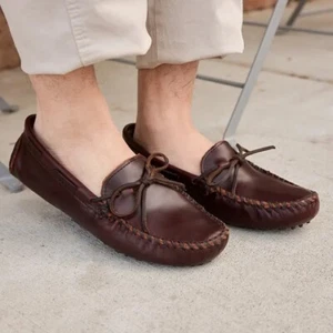 Minnetonka Men's Classic Driver Moccasin, Dark Brown - Picture 1 of 5