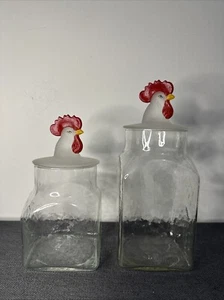VTG LE Smith Canister Apothecary Jar Rooster Chicken Cookie Jar Frosted 9” 11” - Picture 1 of 10