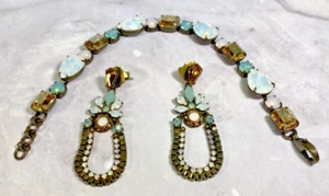 SORRELLI Austrian Crystal Rose Water Jewelry Set - Post Earrings & Bracelet - Picture 1 of 22