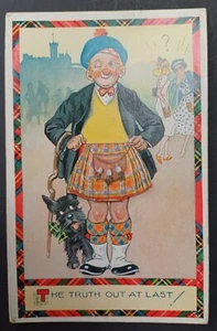 Early SCOTTISH TERRIER Dog Lift Flap Novelty Humour Kilted Scotsman Postcard - Picture 1 of 1