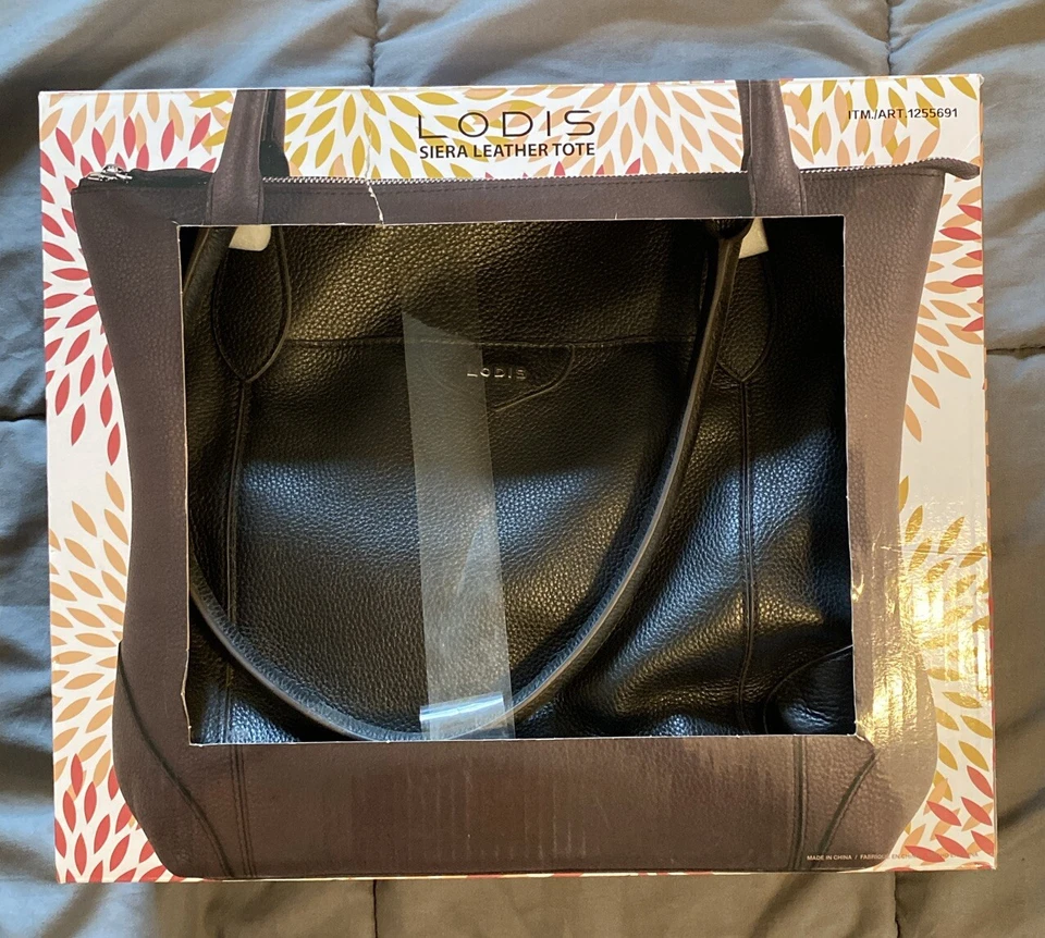 LODIS Siera Leather Tote Bag Purse Black