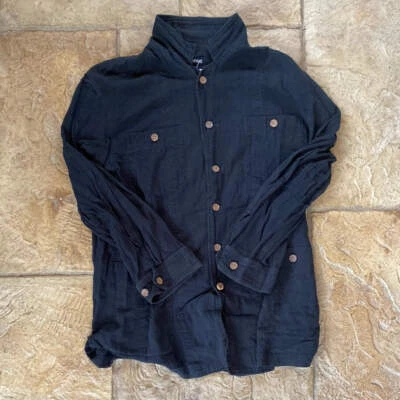 Camisa Issey Miyake preta com botões tamanho G - Imagem 1 de 2