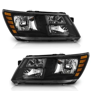 WEELMOTO For 2009-2020 Dodge Journey Headlights Pair Black Left+Right Headlamps - Picture 1 of 9