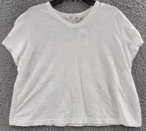 Wilt Rounded V-Neck Lace Back T-Shirt Womens XS White Drop Shoulder Short Sleeve - Picture 1 of 15