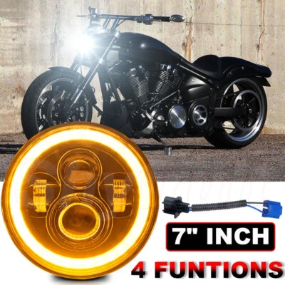 7" Motorcycle LED Hi/Lo Headlights Black For Kawasaki 440 454 550 750 1000 LTD - Image 1 of 4