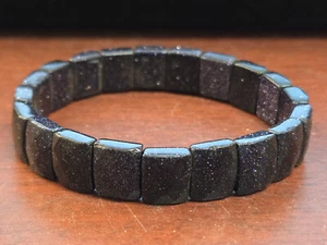 Grade A + Quadrat facettiert natürlich schwarz Obsidian Cabachon Kristall Stretch Armband - Bild 1 von 5