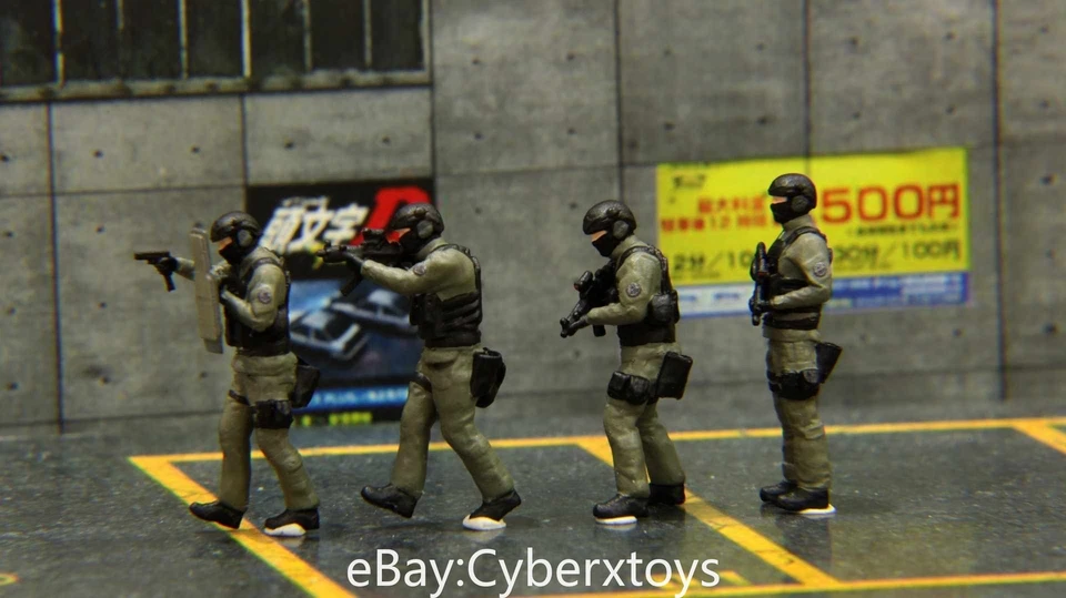 Boneco de equipe 1:43 polícia de Hong Kong SDU MP5 4 peças para modelo de carro Diorama - Imagem 1 de 4