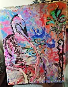 Original Signed Acrylic On Canvas "Bird Of Paradise" 16x20ONE OF A KIND - Picture 1 of 7