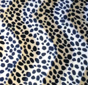 VELBOA FAUX FAKE FUR DALMATIAN WAVE ANIMAL PRINT SHORT PILE FABRIC BLACK TAN - Picture 1 of 3