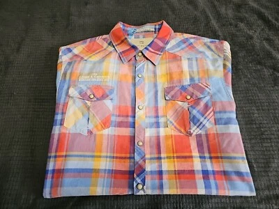 Camisa Scotch & Soda "NORTH SHORE, HI" Bordada a Cuadros Perla A Presión S/S Grande  Foto 1 de 4