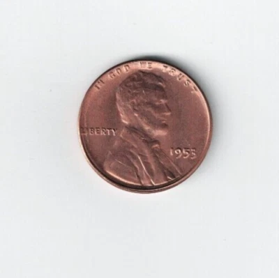 1953 Philadelphia Brilliant Uncirculated Business Strike Copper One Cent Coin! - Image 1 of 2