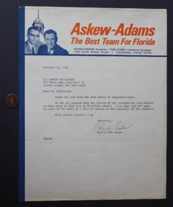 1971-79 Florida Governor Reubin Askew signed autographed 1970 campaign letter -- - Picture 1 of 1