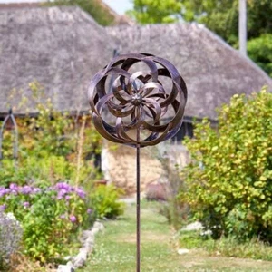 Taurus Large Metal Garden Bronze Wind Spinner LED Solar Powered Light Up Globe - Picture 1 of 3