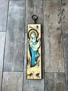 Ceramic Plaque Young Mary Baby Jesus Metal Frame Hanging Religious Wall Art - Picture 1 of 20