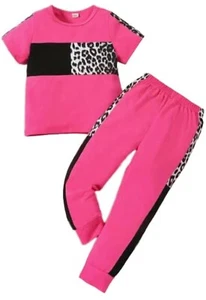 Leopard 2Pcs Set Short Sleeve Top and pants for Girls - Picture 1 of 21