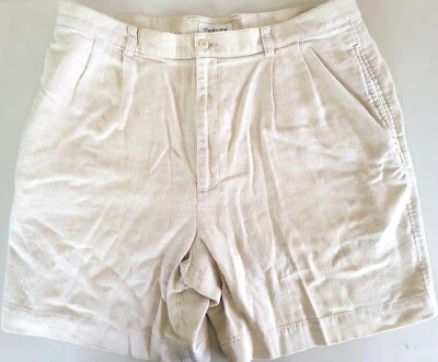 Pantalones cortos plisados Claiborne color tostado mezcla de lino para hombre talla 38 Foto 1 de 4