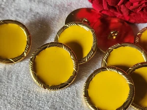 Lot 6 boutons vintage en métal doré jaune lourd pied 2,5 cm ref 2913 - Bild 1 von 2