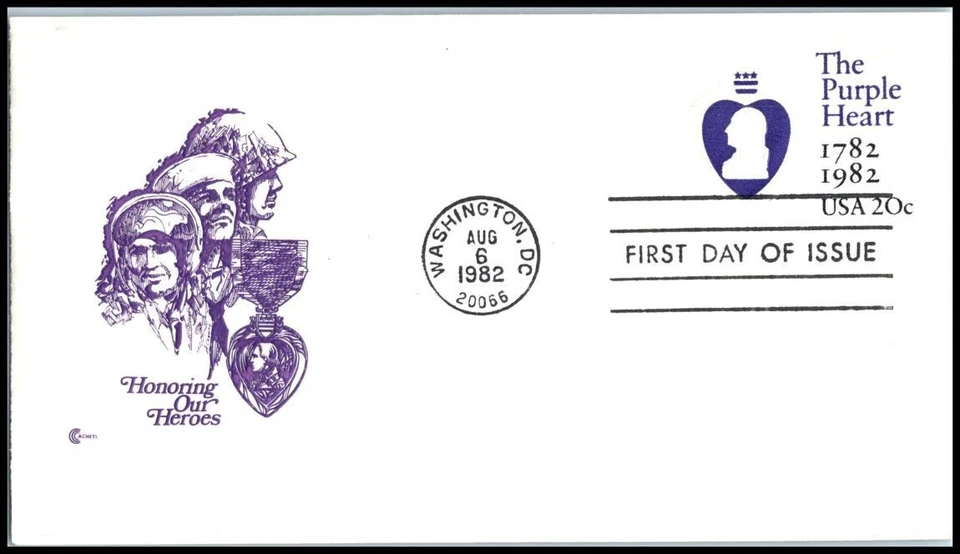 1982 Purple Heart 200th Anniversary Sc U603 20c stationery Cachet Craft CCC - Image 1 of 1