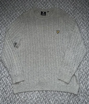 Jersey Lyle & Scott para hombre, talla 2XL, gris, tejido con cable, mezcla de algodón, invierno, (34) Foto 1 de 4