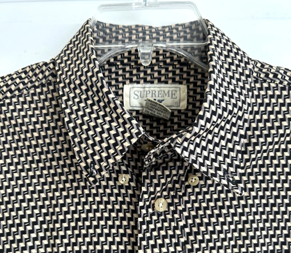 Camisa de manga corta de algodón con botones Geo negra tostada talla L de colección Supreme 100 % algodón Foto 1 de 4
