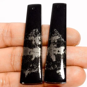 Par de piedras preciosas perforadas cabujón de lujo dorado apache natural 72 quilates 52X12X4 mm DE-15 - Imagen 1 de 1