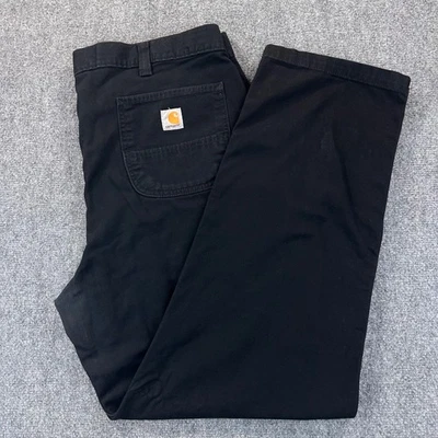 Carhartt Rugged Flex Relaxed Fit Canvas Work Pants Mens 42x32 Black Cotton Blend - Image 1 of 4
