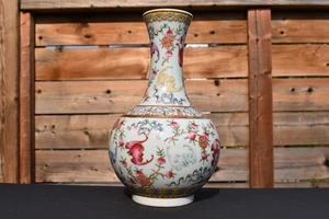 Chinese Antique Guangxu Famille Rose Porcelain Vase With Marks - Picture 1 of 24