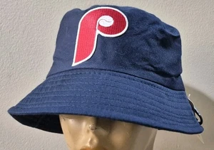 Philadelphia Phillies Bucket Throwback Phillies Navy Bucket Sun Hat - Picture 1 of 12