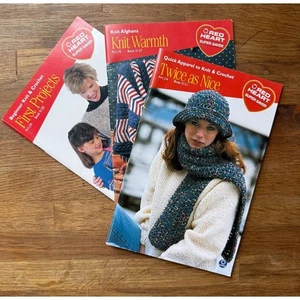 Lot of 3 Red Heart Knit & Crochet Pattern Booklets Vintage - Picture 1 of 10
