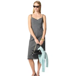 J Crew Collection Gray Slip Dress in Italian Bi-Stretch Wool Blend Women Size 14 - Picture 1 of 14