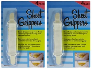 8 piezas, pinzas para sábanas, 2 paquetes de 4, correas elásticas para cama sujetadores soportes - Imagen 1 de 3