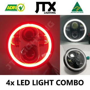 JTX, 2pr. LED Headlights, 5 3/4", Red & White Halo - Picture 1 of 10