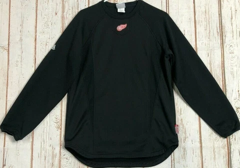 Majestic Detroit Red Wings Black Sweater pullover both logos size Small Cover