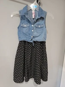 JUSTICE Young girls size 7 Dress Attached Denim look jacket School/Party/Summer - Picture 1 of 5