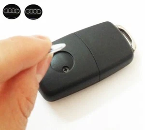 2x AUDI REMOTE KEY FOB BLACK LOGO/BADGE/ EMBLEM/ STICKER 14MM BLACK SILVER - Imagen 1 de 1