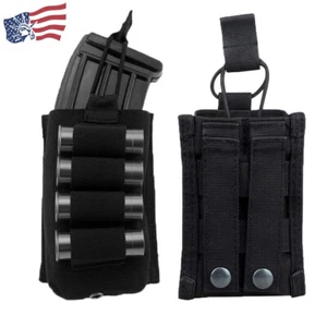 Tactical Molle 4 Rounds Magazine Pouch Shotgun Shell Holder Hunting Gun Ammo Bag - Picture 1 of 11