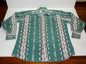 Vintage XL Panhandle Slim Aztec Pearl Snap Shirt Western Cowboy Distressed - Picture 1 of 7