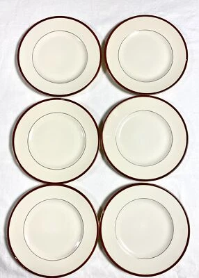 6 platos de cena vintage Atlas China garantizados oro 22 quilates rayas rojas 9,85" LEER Foto 1 de 4