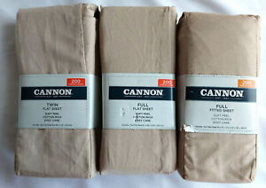 Cannon Sheets Flat, Fitted; Queen, Full, Twin; White, Navy, Taupe