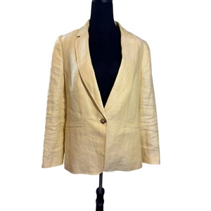 Talbots Linen Blazer Single Button Jacket Business Casual Yellow Size 12 - Picture 1 of 9