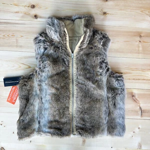 Weatherproof Womens White w/Faux Fur Reversible Vest w/Pockets XL Vegan - Picture 1 of 13