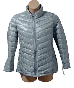 Arabella Addison Women Light Puffer Zip Jacket size 20 PaleBlueGrey Front Pocket - Picture 1 of 3