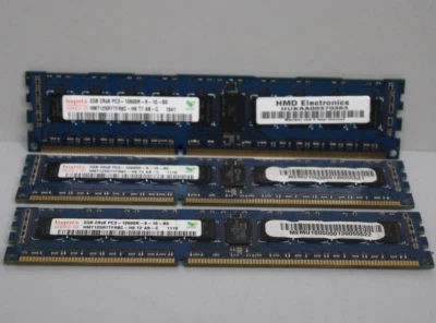 3 Stück Hynix 2GB 2Rx8 DDR3 1333MHz PC3-10600R DIMM 240-pin - HMT125R7TFR8C-H9 - Bild 1 von 4