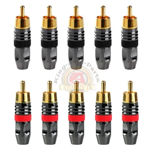 10x High Quality Male RCA Plug Gold Plated Audio Video Adapter Connector - Picture 1 of 4